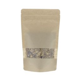 Stand-up pouch kraft paper with window - brown - 190x265+{55+55} mm (1,3-1,4lt)