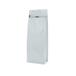 Flat bottom pouch with front zipper - shiny white - 140x360+{47,5+47,5} mm (2,8-3,3 ltr)