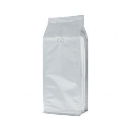 Flat bottom coffee pouch - matt silver - 1 kg (140x350+{47,5+47,5} mm)